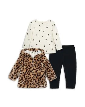 Little Me | Girls' Faux Fur Leopard Jacket, Top & Leggings Set - Baby 满$100减$25, 满减