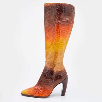 推荐Fendi Multicolor Python Over The Knee Boots Size 38商品