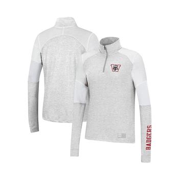 Under Armour | Women's Heathered Gray Wisconsin Badgers Sleeve Hit Raglan Quarter-Zip Jacket商品图片,