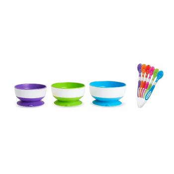 商品Munchkin | 3 Pack Stay Put Suction Bowls with 6 Pack Soft Tip Infant Spoons,商家Macy's,价格¥168图片