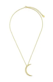 Sterling Forever | 14K Gold Plated CZ Crescent Moon Pendant Necklace 3.9折, 独家减免邮费
