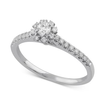 商品Macy's | Diamond Halo Engagement Ring (3/8 ct. t.w.) in 14k White Gold,商家Macy's,价格¥8835图片
