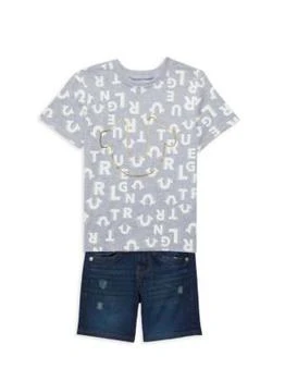 True Religion | Little Boy’s 2-Piece Logo Tee & Denim Shorts Set 3.9折