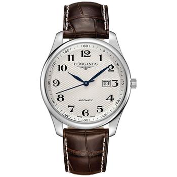 推荐Men's Swiss Automatic Master Brown Leather Strap Watch 42mm商品