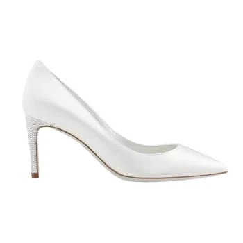 Rene Caovilla | Ladies Ivory Satin Yasmine Crystal Pumps 2.3折