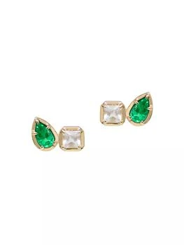Anzie | Mélia Mila 14K Yellow Gold, Emerald & Topaz Stud Earrings,商家Saks Fifth Avenue,价格¥6377