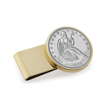 推荐Men's Silver Seated Liberty Half Dollar Stainless Steel Coin Money Clip商品
