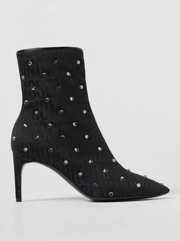 Moschino | Moschino Couture ankle boots in fabric with jacquard logo and rhinestones 6.5折