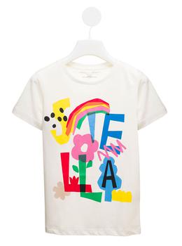 Stella McCartney | Stella McCartney Kids White Cotton T-shirt With Multicolor Logo Girl商品图片,