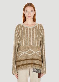 推荐Mixed Knit Sweater in Brown商品