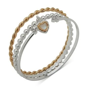 Anne Klein | Two-Tone 3-Pc. Set Crystal Heart Bangle Bracelets,商家Macy's,价格¥209