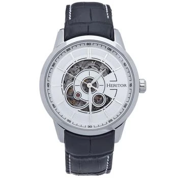 Heritor Watches | Davies Semi-Skeleton Leather Band Watch 44MM,商家Verishop,价格¥1284