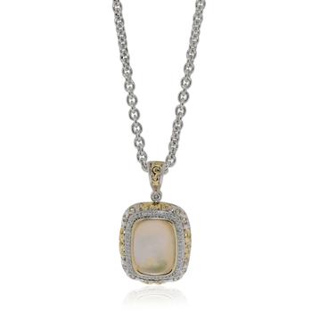 商品Charles Krypell | Charles Krypell Sterling Silver And 18K Yellow Gold, White Mother Of Pearl And White Diamond 0.35ct. Tw. Pendant Necklace,商家Shopworn,价格¥15110图片