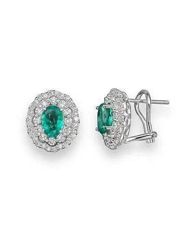 Bloomingdale's | Emerald and Diamond Oval Stud Earrings in 14K White Gold,商家Bloomingdale's,价格¥27210