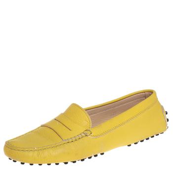 [二手商品] Tod's | Tod's Yellow Leather Penny Slip On Loafers Size 37.5商品图片,3.5折