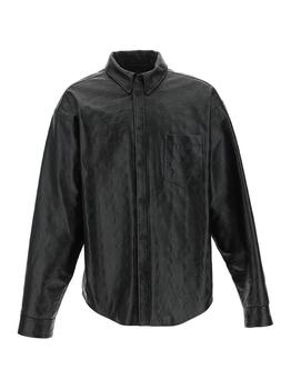 Balenciaga | Balenciaga Monogram Embossed Leather Shirt Jacket商品图片,4.8折
