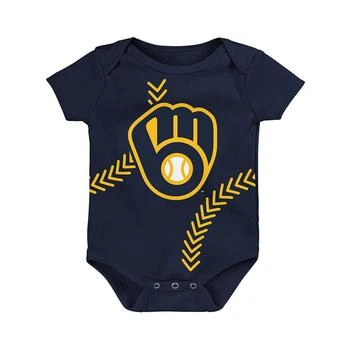 推荐Newborn and Infant Boys and Girls Navy Milwaukee Brewers Running Home Bodysuit商品