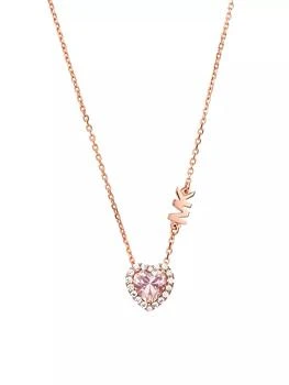 Michael Kors | 14K-Rose-Gold-Plated & Crystal Heart Pendant Necklace 