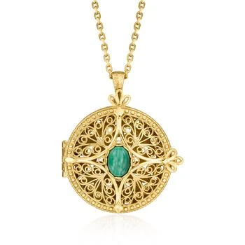 Ross-Simons | Ross-Simons Malachite Locket Pendant Necklace in 18kt Gold Over Sterling 7.1折, 独家减免邮费