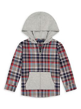 Andy & Evan | Little Boy's & Boy's Hooded Plaid Flannel Shirt商品图片,