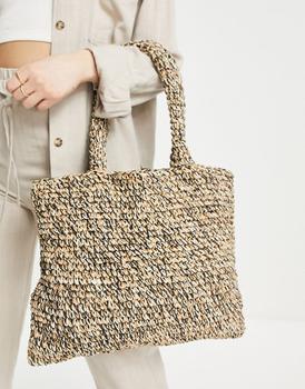asos腋下包, ASOS | ASOS DESIGN straw shopper in mixed natural商品图片 