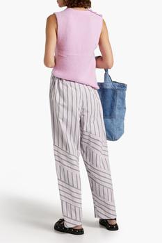 Ganni | Striped cotton-poplin straight-leg pants商品图片,4折
