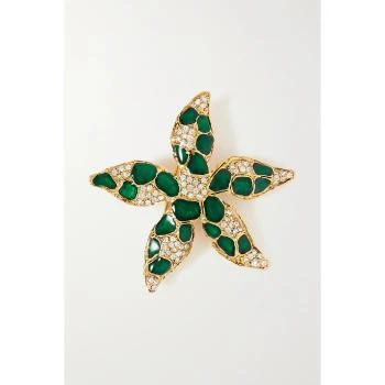 Oscar de la Renta | 包邮包税【预售7天发货】 OSCAR DE LA RENTA 23秋冬 女士 胸针 Starfish 水晶金色胸针 1647597331337307 R24J304EMERALD ,商家TLS PARIS,价格¥4513