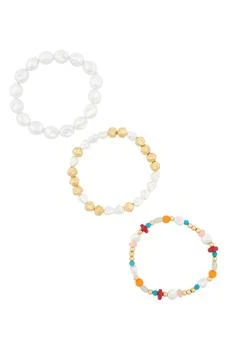 Melrose and Market | Imitation Pearl 3-Pack Beaded Stretch Bracelets,商家Nordstrom Rack,价格¥88