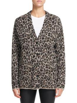 Theory | Leopard Print Jacquard Cardigan商品图片,2.8折×额外8折, 额外八折