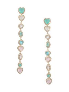 Eye Candy LA | Ariana 18K Goldplated & Cubic Zirconia Heart Dangle Earrings商品图片,5折
