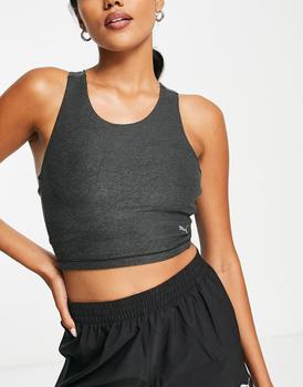 Puma | Puma Studio Luxe Yogini crop top in dark grey heather商品图片,7.4折