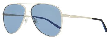 了解万宝龙眼镜, MontBlanc | Montblanc Men's Pilot Sunglasses MB0103S 003 Silver/Black/Blue 59mm商品图片 7.5折