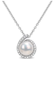 DELMAR | Sterling Silver 8.5mm Cultured Freshwater Pearl & Diamond Pendant - 0.01 ctw,商家Nordstrom Rack,价格¥321