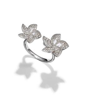 商品Colorless Diamond Frangipani Flower Open Ring in 18K White Gold, 1.50 ct. t.w. - 150th Anniversary Exclusive图片