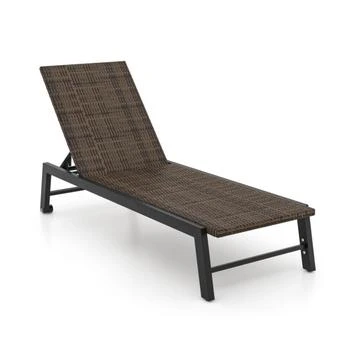 Hivvago | PE Wicker Patio Chaise Lounge Chair with Wheels for Poolside Backyard and Deck,商家Premium Outlets,价格¥994