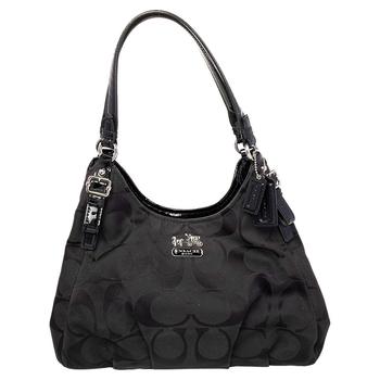 coach托特包, [二手商品] Coach | Coach Black Op Art Signature Canvas and Leather Madison Abigail Tote商品图片 7.4折