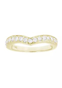 商品Vir Jewels | 1/2 cttw V-Shape Diamond Wedding Band with Milgrain 14K Yellow Gold,商家Belk,价格¥2895图片