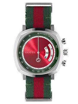 Gucci | Quartz Mens Grip Chronograph Green and Red Nylon Strap Watch YA157304商品图片,6折