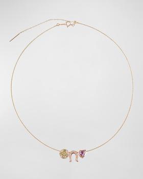 商品14k Rose Gold Peace, Love, & Luck Charm Necklace图片