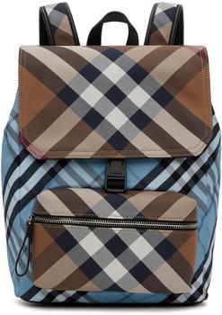 商品Burberry | Kids Blue & Beige Check Backpack,商家SSENSE,价格¥4123图片