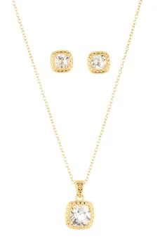 Savvy Cie Jewels | White Topaz Pendant Necklace & Stud Earrings Set 3.4折
