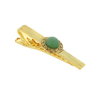 商品1928 | Jewelry 14K Gold Plated Semi-Precious Aventurine Tie Bar Clip,商家Macy's,价格¥249图片