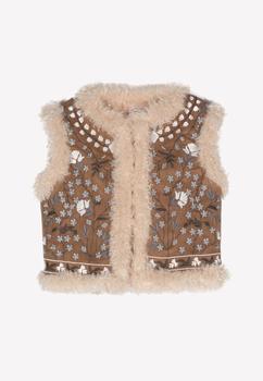 商品Bonpoint | Girls Floral Embroidered Faux Fur Vest,商家Thahab,价格¥1973图片