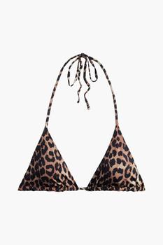 Ganni | Leopard-print triangle bikini top商品图片,3折