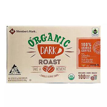商品Member's Mark Organic Dark Roast Coffee, Single-Serve Cups (100 ct.),商家Sam's Club,价格¥220图片