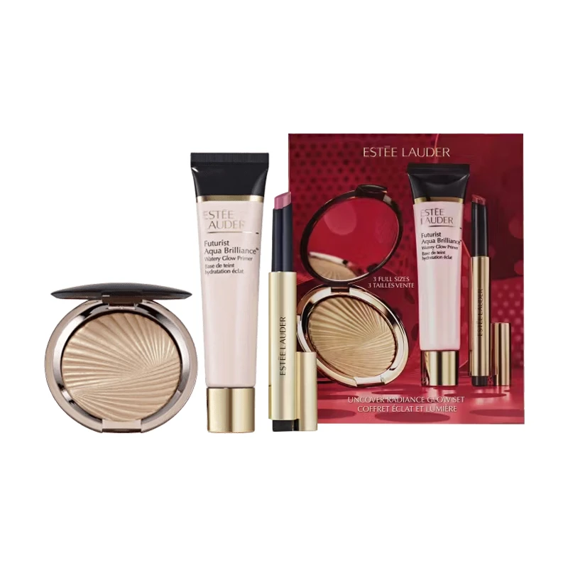 Estée Lauder | 雅诗兰黛亮彩光泽彩妆套装 妆底乳40ml+高光粉饼8.7g+唇膏3.1g,商家VP FRANCE,价格¥498