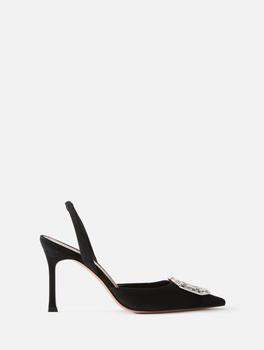 amina muaddi, Amina Muaddi | Camelia Suede Slingback Pump 90mm商品图片 独家减免邮费