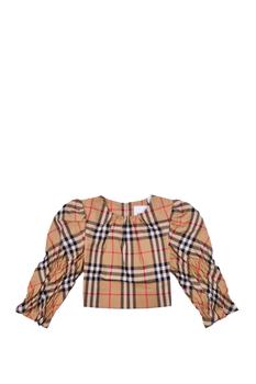 Burberry Stretch Cotton Blouse With Vintage Check Pattern And Puff Sleeves product img