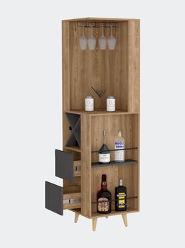 商品FM Furniture | Ziton Corner Bar Cabinet, Two External Shelves, Two Drawers, Four Wine Compartments,商家Verishop,价格¥2757图片