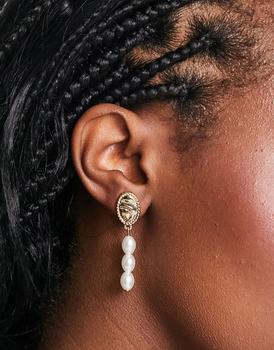 商品Liars & Lovers | Liars and Lovers double pearl drop earrings in gold,商家ASOS,价格¥63图片